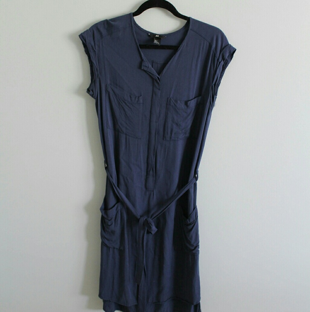 Navy button down dress